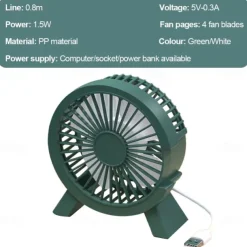 4 Inch Mini USB Fan Portable DC Desk Cooler Cooling for Notebook Laptop Personal Adjustment Fan Table Fan Home Office Outdoor Summer Supplies Use Tiny Air Cooler Fan Gift