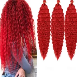 24 inch Ocean Wave Crochet Hair Deep Wave Twist Crochet Hair Extensions Curly Braiding Hair 3 packs Long Wavy Water Wave Braids For Women Synthetic Crochet Braid Hair
