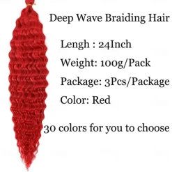 24 inch Ocean Wave Crochet Hair Deep Wave Twist Crochet Hair Extensions Curly Braiding Hair 3 packs Long Wavy Water Wave Braids For Women Synthetic Crochet Braid Hair