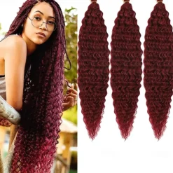 24 inch Ocean Wave Crochet Hair Deep Wave Twist Crochet Hair Extensions Curly Braiding Hair 3 packs Long Wavy Water Wave Braids For Women Synthetic Crochet Braid Hair