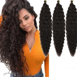 24 inch Ocean Wave Crochet Hair Deep Wave Twist Crochet Hair Extensions Curly Braiding Hair 3 packs Long Wavy Water Wave Braids For Women Synthetic Crochet Braid Hair
