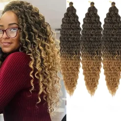 24 inch Ocean Wave Crochet Hair Deep Wave Twist Crochet Hair Extensions Curly Braiding Hair 3 packs Long Wavy Water Wave Braids For Women Synthetic Crochet Braid Hair