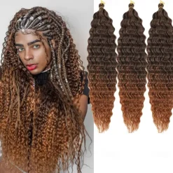 24 inch Ocean Wave Crochet Hair Deep Wave Twist Crochet Hair Extensions Curly Braiding Hair 3 packs Long Wavy Water Wave Braids For Women Synthetic Crochet Braid Hair