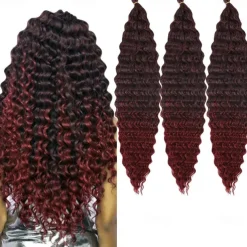 24 inch Ocean Wave Crochet Hair Deep Wave Twist Crochet Hair Extensions Curly Braiding Hair 3 packs Long Wavy Water Wave Braids For Women Synthetic Crochet Braid Hair
