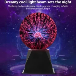 3.5/4/5/6/8 Inch Plasma Ball Static Electricity Ball Touch Sound Sensitive Plasma Globe USB Plug-in for Party Home Science Decoration Birthday Halloween Atmosphere Electric Ball Lighting