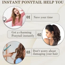 12 Inch Pony Tails Hair Extensions, Short Thick Ponytail Extension Clip in Claw Pony Tails Hair Extensions for Women Natural Curly Fake Ponytail Hair Piece for Daily Use