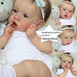 22 inch Reborn Doll Baby & Toddler Toy Reborn Toddler Doll Doll Reborn Baby Doll Baby Baby Boy Baby Girl Reborn Baby Doll Saskia Newborn lifelike Gift Hand Made Non Toxic Vinyl W-05 with Clothes and