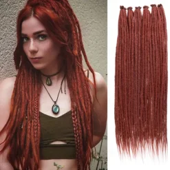 24 Inch Synthetic Dreadlock Extensions 20 Strands Hippie Single Ended Dreads Ombre Blonde 0.6 cm Width Loc Extensions Reggae Style Crochet Hair for Women