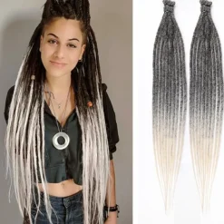 24 Inch Synthetic Dreadlock Extensions 20 Strands Hippie Single Ended Dreads Ombre Blonde 0.6 cm Width Loc Extensions Reggae Style Crochet Hair for Women