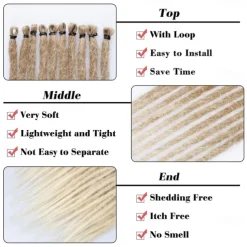 24 Inch Synthetic Dreadlock Extensions 20 Strands Hippie Single Ended Dreads Ombre Blonde 0.6 cm Width Loc Extensions Reggae Style Crochet Hair for Women