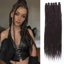 24 Inch Synthetic Dreadlock Extensions 20 Strands Hippie Single Ended Dreads Ombre Blonde 0.6 cm Width Loc Extensions Reggae Style Crochet Hair for Women