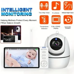 5 Inch Video Baby Monitor With Camera PTZ Zoom Babyphone Cam Security Protection Surveillance Cameras Temperature Sensor Lullaby