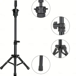 22 Inch Wig HeadWig Stand Tripod with HeadCanvas Wig HeadMannequin Head for WigsManikin Canvas Head Block Set for Wigs Making Display with Wig caps T/C Pins Set