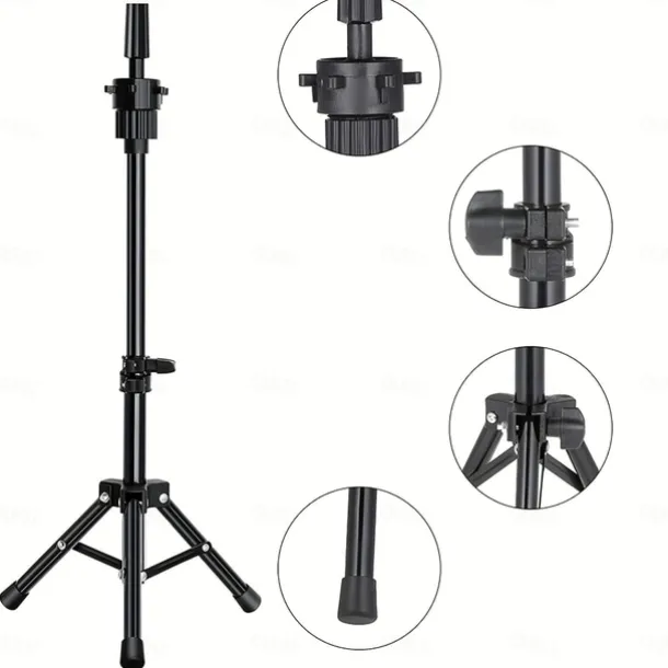 22 Inch Wig HeadWig Stand Tripod with HeadCanvas Wig HeadMannequin Head for WigsManikin Canvas Head Block Set for Wigs Making Display with Wig caps T/C Pins Set