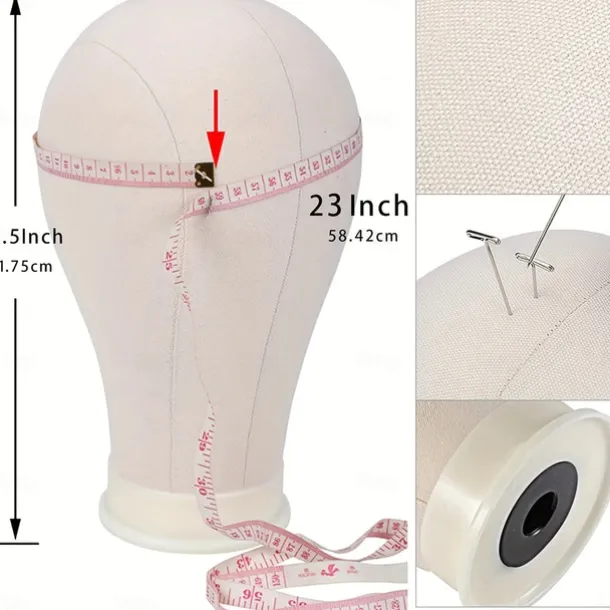 22 Inch Wig HeadWig Stand Tripod with HeadCanvas Wig HeadMannequin Head for WigsManikin Canvas Head Block Set for Wigs Making Display with Wig caps T/C Pins Set