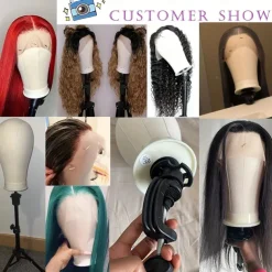 22 Inch Wig HeadWig Stand Tripod with HeadCanvas Wig HeadMannequin Head for WigsManikin Canvas Head Block Set for Wigs Making Display with Wig caps T/C Pins Set