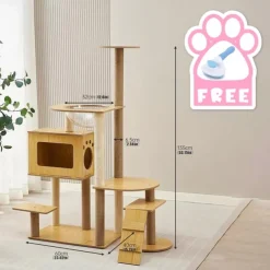 62 Inches Cat Tree/Cat Tree House and Towers for Large Cat/Cat Climbing Tree with Cat Condo/Cat Tree Scratching Post/Multi-Level Large Cat Tree