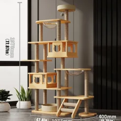 77.87 Inches Cat Tree/Cat Tree House and Towers for Large Cat/Cat Climbing Tree with Cat Condo/Cat Tree Scratching Post/Perches, Multi-Level Large Cat Tree