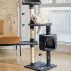 45.67 Inches Cat Tree/Cat Tree House and Towers for Large Cat/Cat Climbing Tree with Cat Condo/Cat Tree Scratching Post/Multi-Level Large Cat Tree