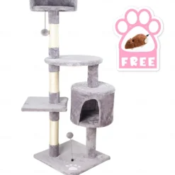 45.67 Inches Cat Tree/Cat Tree House and Towers for Large Cat/Cat Climbing Tree with Cat Condo/Cat Tree Scratching Post/Multi-Level Large Cat Tree
