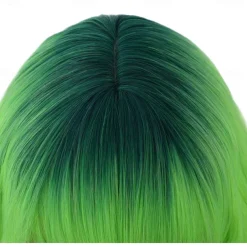 14 Inches Green Ombre Wig with Bangs Women Girls Short Curly Wavy Bob Wig Shoulder Synthetic Carnival Party Wigs St.Patrick's Day Wigs