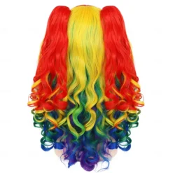 14 Inches Rainbow Wig Short Curly Wig with Bangs Synthetic Wigs Women Girls Colorful Wigs Pride Outfits Halloween Wigs