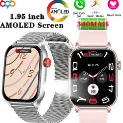 696 KR86 Smart Watch 1.95 inch Smart Band Fitness Bracelet Bluetooth Pedometer Call Reminder Heart Rate Monitor Compatible with Android iOS Women Men Hands-Free Calls Message Reminder IPX-0 37.5mm