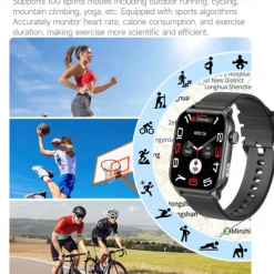 696 KR86 Smart Watch 1.95 inch Smart Band Fitness Bracelet Bluetooth Pedometer Call Reminder Heart Rate Monitor Compatible with Android iOS Women Men Hands-Free Calls Message Reminder IPX-0 37.5mm