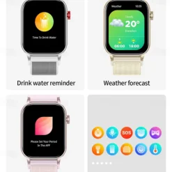 696 KR86 Smart Watch 1.95 inch Smart Band Fitness Bracelet Bluetooth Pedometer Call Reminder Heart Rate Monitor Compatible with Android iOS Women Men Hands-Free Calls Message Reminder IPX-0 37.5mm