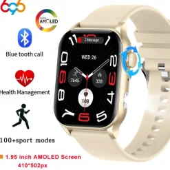 696 KR86 Smart Watch 1.95 inch Smart Band Fitness Bracelet Bluetooth Pedometer Call Reminder Heart Rate Monitor Compatible with Android iOS Women Men Hands-Free Calls Message Reminder IPX-0 37.5mm
