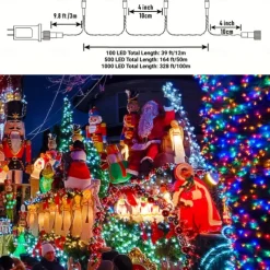 1000 LED (328Ft) Christmas Lights Indoor Outdoor, Christmas String Tree Lights Indoor Green Wire, Indoor and Outside Fairy Light for Christmas Tree, Patio, Elegant Wedding Party Reception