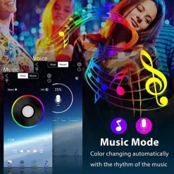 5050 Led Strip Lights 10M Smart RGB Led Light Strip Music Sync 300LEDs Color Changing Light Strips Bluetooth APP Control with Remote for Bedroom Room TV Party Bedroom Room TV Backlight PC Desk Kitchen