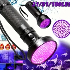 100 LED UV Flashlight - 395nm Black Light Torch for Pet Urine, Scorpion Detection & Fluorescence Inspection