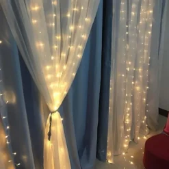 300 LEDs Curtain String Lights with Remote Control 3x3M Christmas Décor Lights for Christmas New Year's Curtain Window Roof String Lights