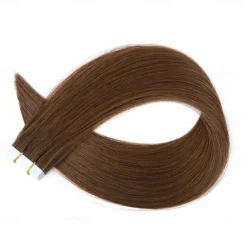 4# Light Brown Remy Human Hair Tape In Extensions Seamless Straight Hair 18Inch 50G 20Pcs