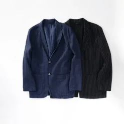 100% Linen Men's Linen Blazer Blazer Business Formal Evening Wedding Party Fashion Casual Spring & Fall Plain Pocket Casual / Daily Single Breasted Blazer Black Dark Blue