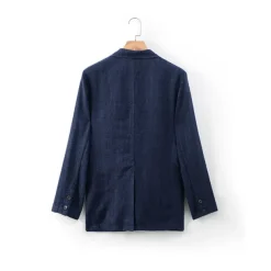 100% Linen Men's Linen Blazer Blazer Business Formal Evening Wedding Party Fashion Casual Spring & Fall Plain Pocket Casual / Daily Single Breasted Blazer Black Dark Blue