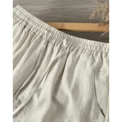 100% Linen Men's Linen Pants Trousers Summer Pants Tapered Carrot Pants Pocket Drawstring Elastic Waist Plain Breathable Comfortable Daily Vacation Going out Classic Casual Black White