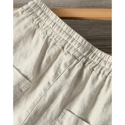 100% Linen Men's Linen Pants Trousers Summer Pants Tapered Carrot Pants Pocket Drawstring Elastic Waist Plain Breathable Comfortable Daily Vacation Going out Classic Casual Black White