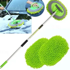 62" Microfiber Car Wash Kit - Includes Brush Mop, Mitt Sponge & Long Aluminum Alloy Handle for Complete Car Cleaning!