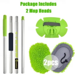 62" Microfiber Car Wash Kit - Includes Brush Mop, Mitt Sponge & Long Aluminum Alloy Handle for Complete Car Cleaning!
