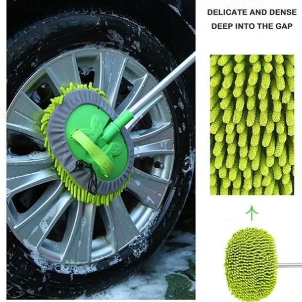 62" Microfiber Car Wash Kit - Includes Brush Mop, Mitt Sponge & Long Aluminum Alloy Handle for Complete Car Cleaning!