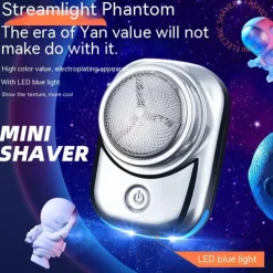 2023 Mini Electric Travel Shaver for Men Pocket Size Washable Electric Razor Mens Rechargeable Portable Cordless Shaving Beard