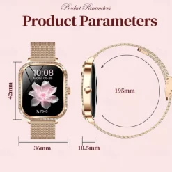 696 MK88 Smart Watch 1.75 inch Smart Band Fitness Bracelet Bluetooth Call Reminder Sleep Tracker Heart Rate Monitor Compatible with Android iOS Women Hands-Free Calls Message Reminder IPX-0 36mm