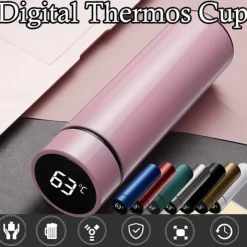 480 ml Digital Thermos Cup Intelligent Temperature Smart Digital Thermal Coffee Travel Mug - Touch Display Temperature, Stainless Steel Vacuum Flask - Perfect Gift for Back To School