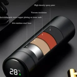 480 ml Digital Thermos Cup Intelligent Temperature Smart Digital Thermal Coffee Travel Mug - Touch Display Temperature, Stainless Steel Vacuum Flask - Perfect Gift for Back To School
