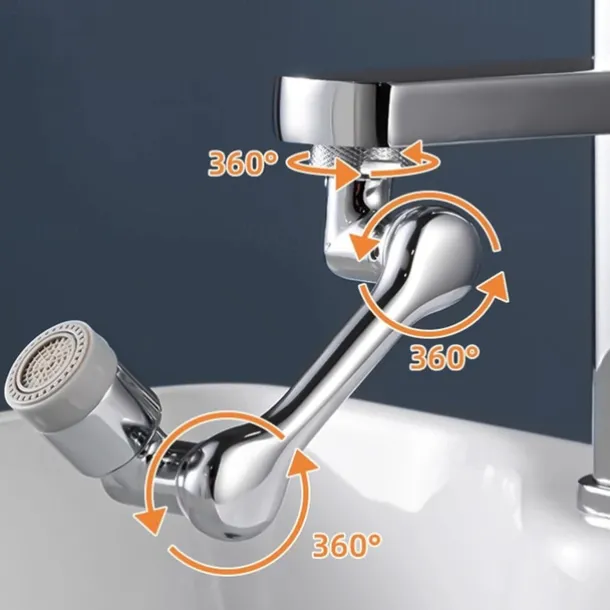 2 Modes 1080 Degree Faucet Extender, Universal Mechanical Arm Faucet Aerator Splash Kitchen Tap Filter Nozzle Bubbler Bathroom Kitchen Washroom Faucet Aerator Attachment