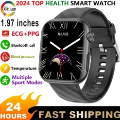 696 MT500 Smart Watch 1.97 inch Smart Band Fitness Bracelet Bluetooth ECG+PPG Temperature Monitoring Pedometer Compatible with Android iOS Men Hands-Free Calls Message Reminder Camera Control IP 67