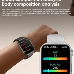 696 MT500 Smart Watch 1.97 inch Smart Band Fitness Bracelet Bluetooth ECG+PPG Temperature Monitoring Pedometer Compatible with Android iOS Men Hands-Free Calls Message Reminder Camera Control IP 67