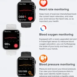 696 MT500 Smart Watch 1.97 inch Smart Band Fitness Bracelet Bluetooth ECG+PPG Temperature Monitoring Pedometer Compatible with Android iOS Men Hands-Free Calls Message Reminder Camera Control IP 67